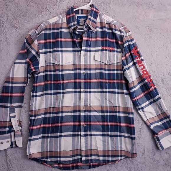 Wrangler Other - Vintage Wrangler Shirt Mens Medium Embroidered Sleeve Rodeo Western Plaid Ranch